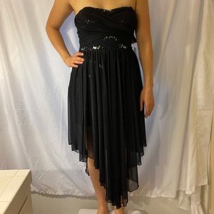 high low strapless formal dress